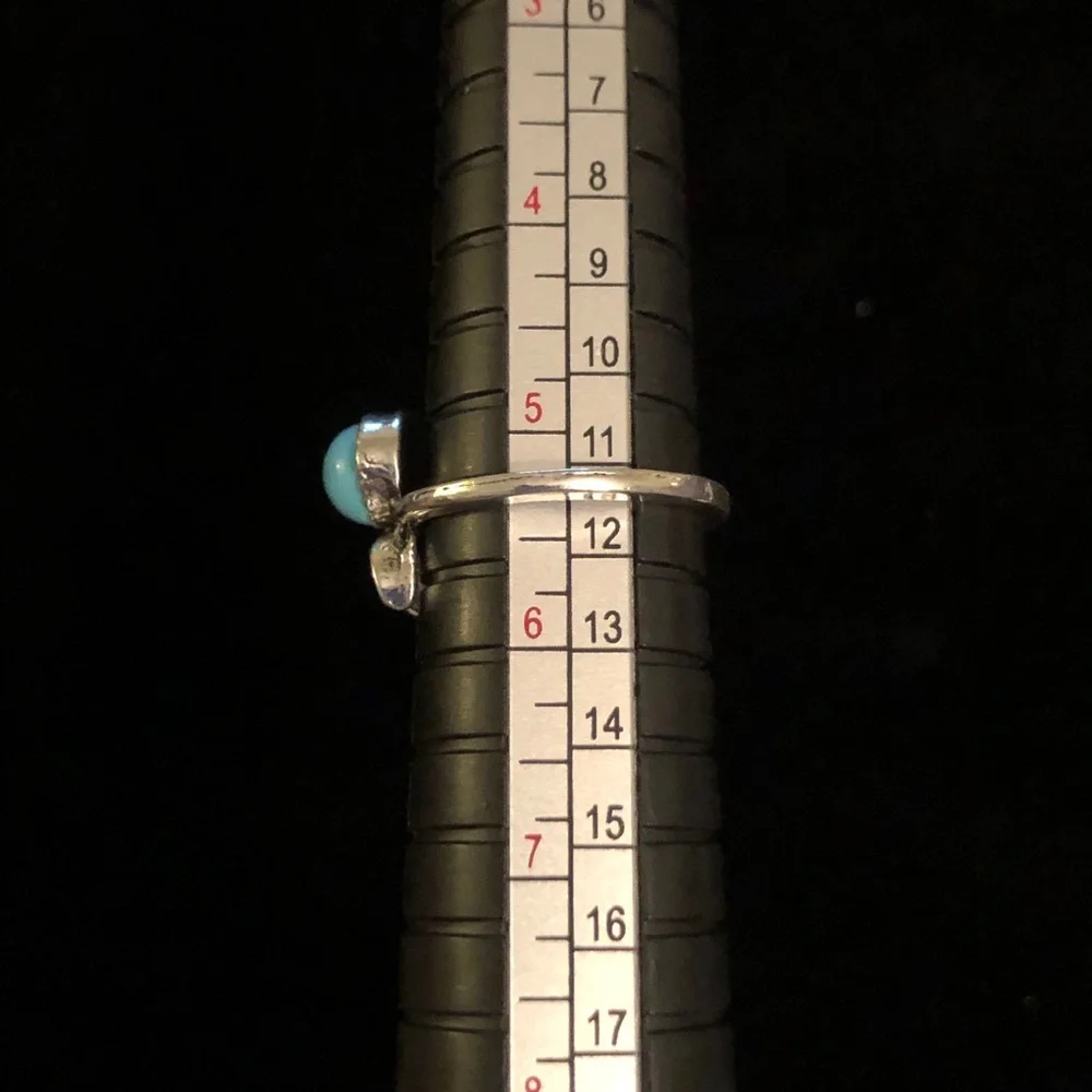 Silver and Blue Crescent Ring